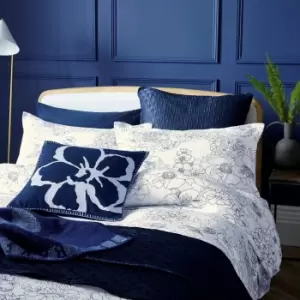 Image of Ted Baker Linear Floral Double Duvet Cover, Blue