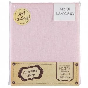 Image of Love My Sleep Flannelette Pillowcases Twin Pack - Pink