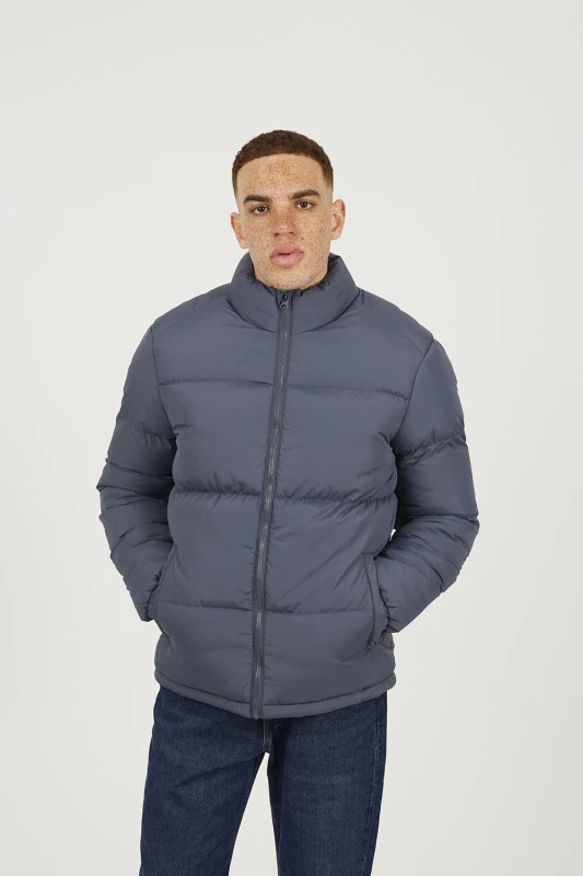 Image of Brave Soul Brave Soul Men Funnel Neck Padded Jacket in Blue Size: Medium Blue M Male 5063487271276
