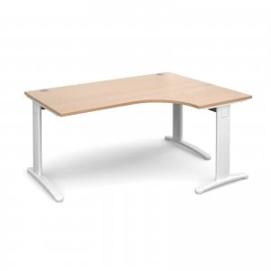 Image of TR10 Deluxe Right Hand Ergonomic Desk 1600mm - White Frame Beech Top