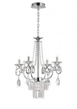 Image of Ceiling Pendant Chandelier 4 Light G9 Polished Chrome, Crystal