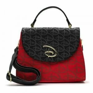 Image of Loungefly Red/Blk Disney Logo Debossed Cross Body Bag W/R