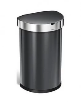 Image of Simplehuman 45-Litre Single Compartment Stainless Steel Semi-Round Sensor Bin ; Black