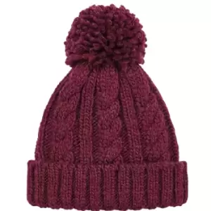 Image of Beechfield Unsiex Adults Cable Knit Melange Beanie (One Size) (Burgundy)