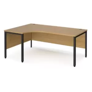 Image of Office Desk Left Hand Corner Desk 1800mm Oak Top With Black Frame 1200mm Depth Maestro 25 MB18ELKO