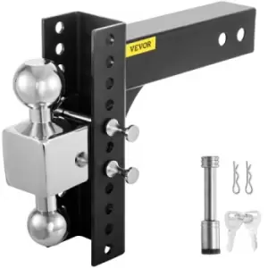 Image of VEVOR Adjustable Trailer Hitch, 8" Rise & Drop Hitch Ball Mount 2.5" Receiver Solid Tube 22,000 LBS Rating, 2 and 2-5/16 Inch Stainless Steel Balls w/