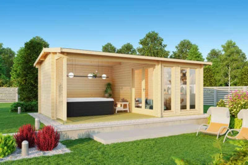 Image of Lasita Maja Torquay 44-Log Cabin, Wooden Garden Room, Timber Summerhouse, Home Office - L615 X W434.8 X H245.1 Cm