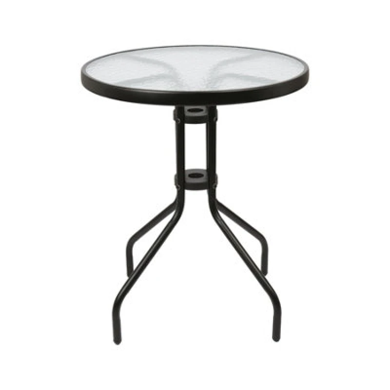 Image of Harbour Housewares Sussex Round Glass Top Garden Dining Table - 60Cm X 70Cm - Black