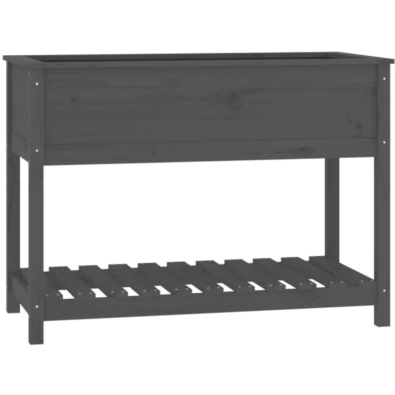 Image of VIDAXL Planter with Shelf Grey 111.5x54x81cm Solid Wood Pine Vidaxl 823789