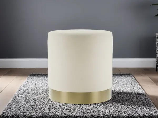 Image of LPD Lara Cream and Gold Fabric Bedroom Stool