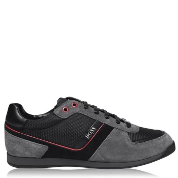 Image of BOSS Glaze Nylon Suede Trainers - Grey