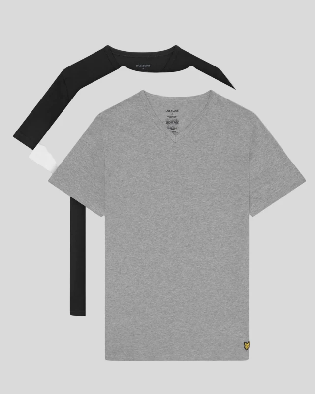 Image of Lyle & Scott V-neck T-Shirt Lyle & Scott Basic (x3) Noir Male L