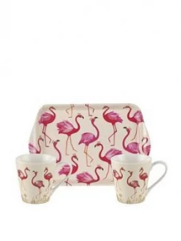 Image of Portmeirion Sara Miller Flamingo Mug And Tray Set