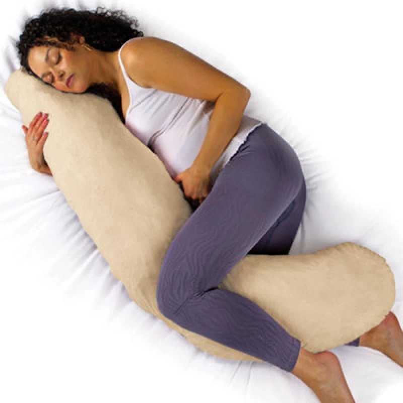 Image of Aamira L Shaped Pregnancy Pillow Cream, 145X25X20Cm Shredded Memory Foam Full Body Maternity Cushion For Sleeping