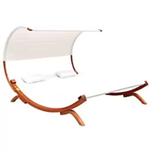 Image of Outsunny Lounge Larch Wood, Polyester, Tesilin Mesh Cream