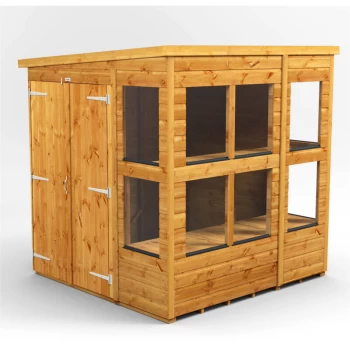 Image of Power Sheds - 6x6 Power Pent Potting Shed Double Doors - Brown