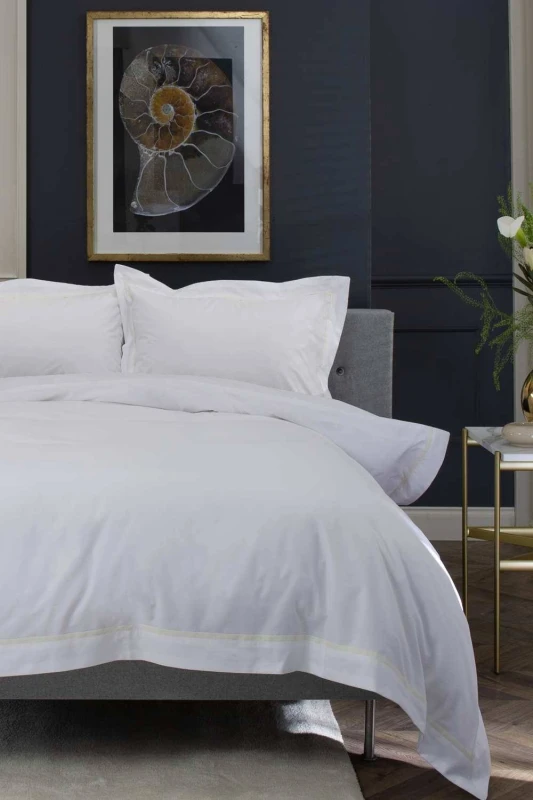 Image of The Lyndon Company Hampstead Percale Cotton Duvet Set Silver unisex Single