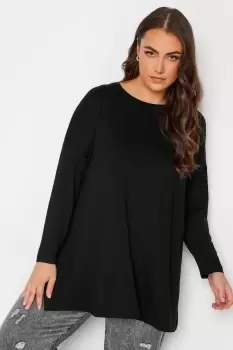 Image of YOURS Curve Black Oversized Long Sleeve T-Shirt
