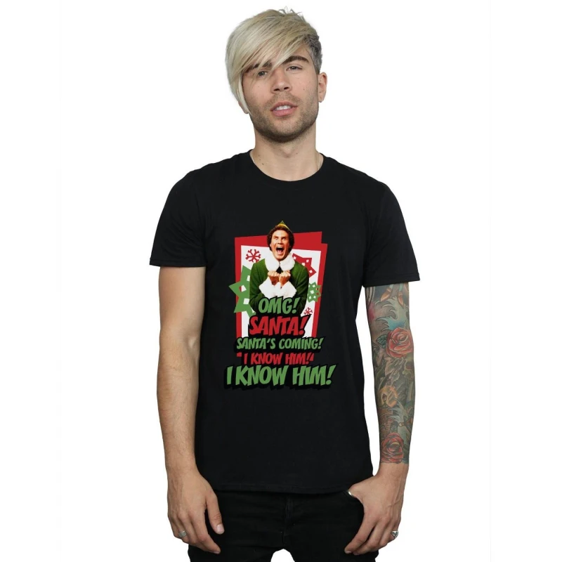 Image of Elf Elf Men OMG Santa T-Shirt in Black Size: Small Black S Male 5057736308462