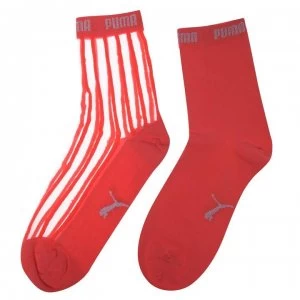 Image of Puma 2 Pairs Sheer Striped Ankle Socks - Bright Pink