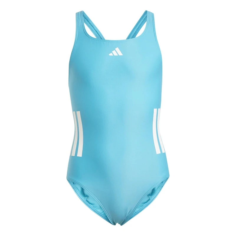 Image of adidas Three Stripe Swimsuit Junior Girls Cyan/White female 7-8 Years