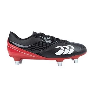 Image of Canterbury Unisex Kid's Phoenix Raze Soft Ground Rugby Boots, Black/True RED, 2 UK 34 EU