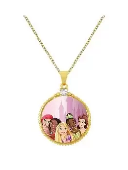 Image of Disney Princess Gold Circle Pendant Necklace, Multi