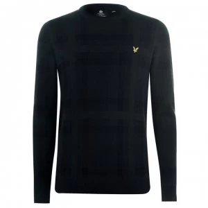 Image of Lyle and Scott Tartan Check Crew Neck Sweatshirt - Navy Z271