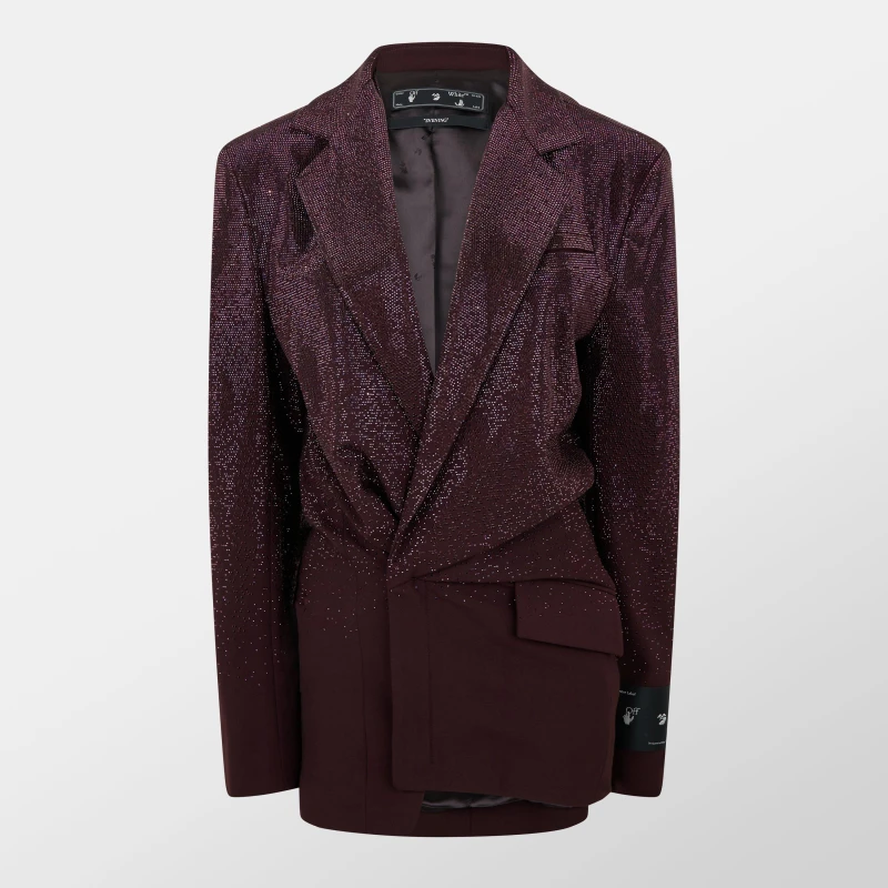 Image of Off White Womens Short Wool Long Sleeve Blazer Dress Brown female 8 (40)