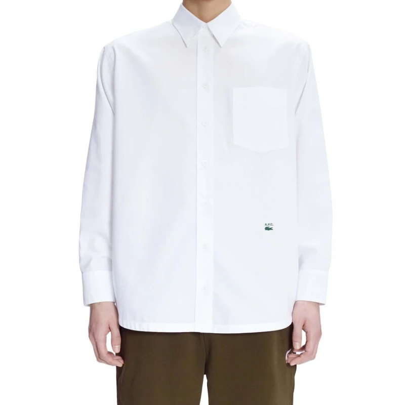 Image of Lacoste Lacoste x A.P.C. Relaxed Fit Cotton Shirt - White White S