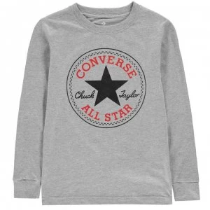 Image of Converse Chuck Long Sleeved T Shirt Junior Boys - Dark Grey/Black