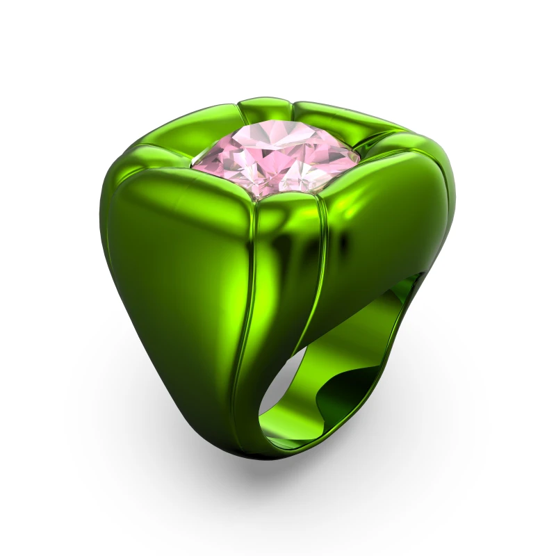Image of Swarovski Dulcis cocktail ring, Cushion cut, Pink - Green Green ONE SIZE