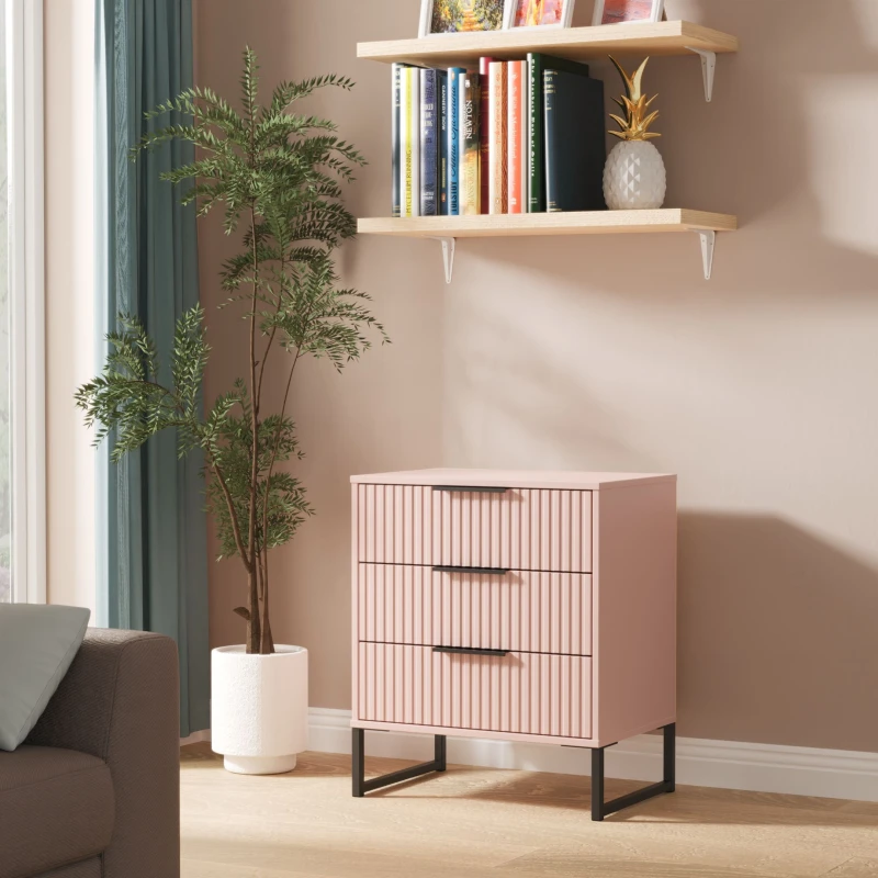 Image of Ready Assembled 2 U Menai 3 Drawer Chest (Ready Assembled) in Dusty Pink Dusty Pink Unisex