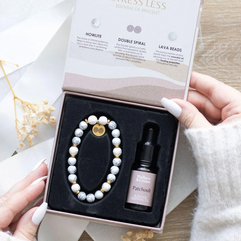 Image of Simplhome Stress Less Howlite Crystal Essential Oil Bracelet Multi