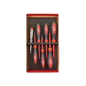 Image of Milwaukee Hand Tools VDE Screwdriver SL/PH/PZ/Tester 7 Piece Set