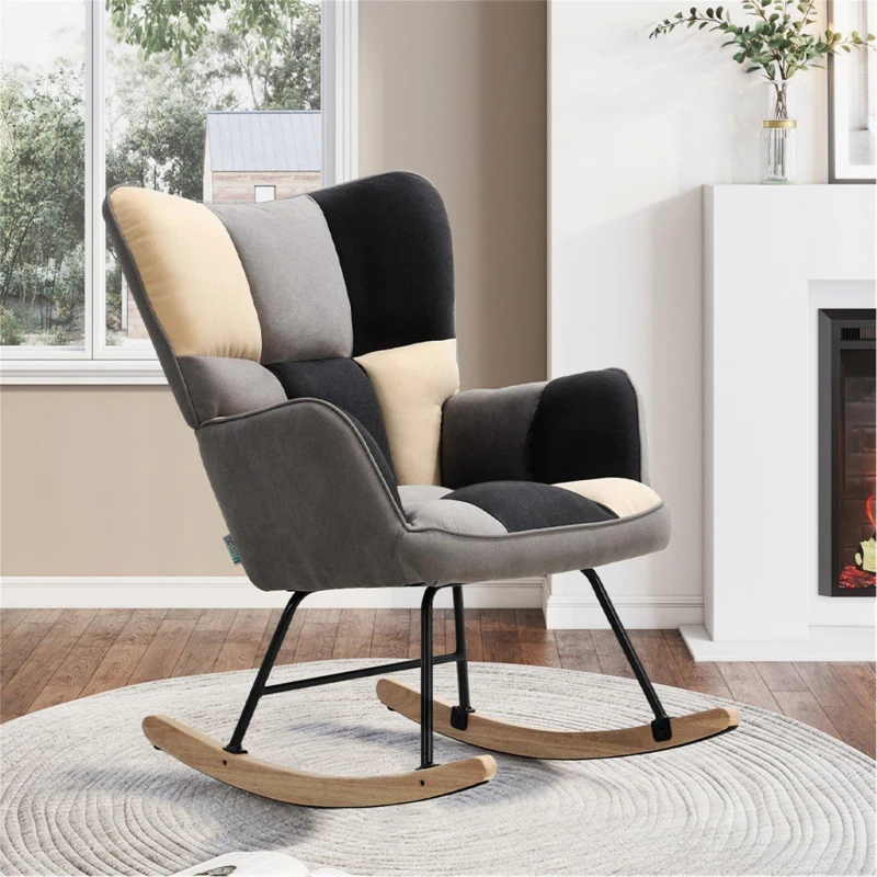 Image of Kabinet UK Tufted Linen Upholstered Rocking Chair Multi unisex Large