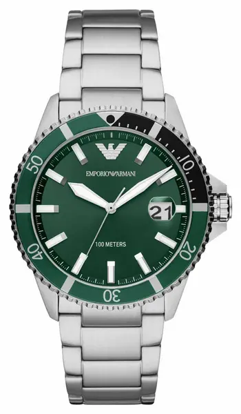 Image of Emporio Armani AR11338 Mens Green Dial Stainless Steel Watch