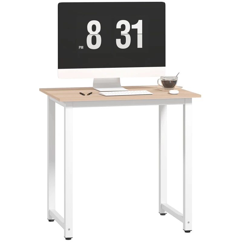 Image of HOMCOM HOMCOM Computer Desk, Writing Table with Metal Frame for Home Office, White Size: Small White Small Unisex 5063603016330