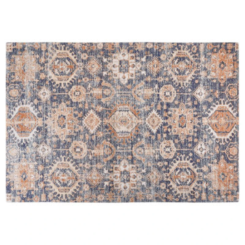Image of Beliani Rug Kurin Blue 140 X 200 Cm Cotton