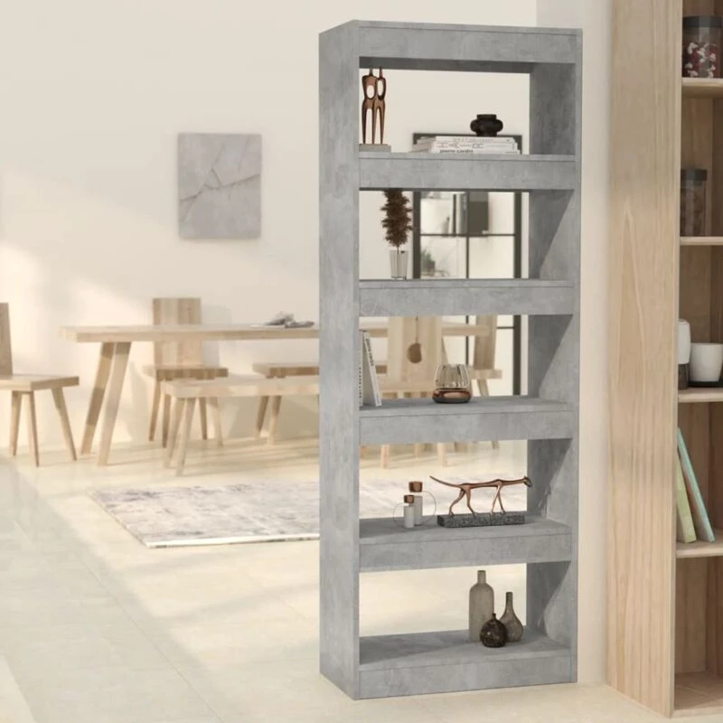 Image of VIDAXL Vidaxl - Book Cabinet/Room Divider Concrete Grey 60x30x166cm Engineered Wood 8720286843345