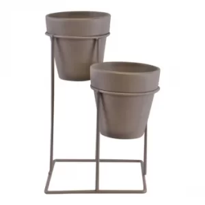 Image of Potting Shed Small Double Planter On Stand, Grey