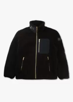 Image of Moose Knuckles Mens Saglek Zip Up Gold Fleece In Black