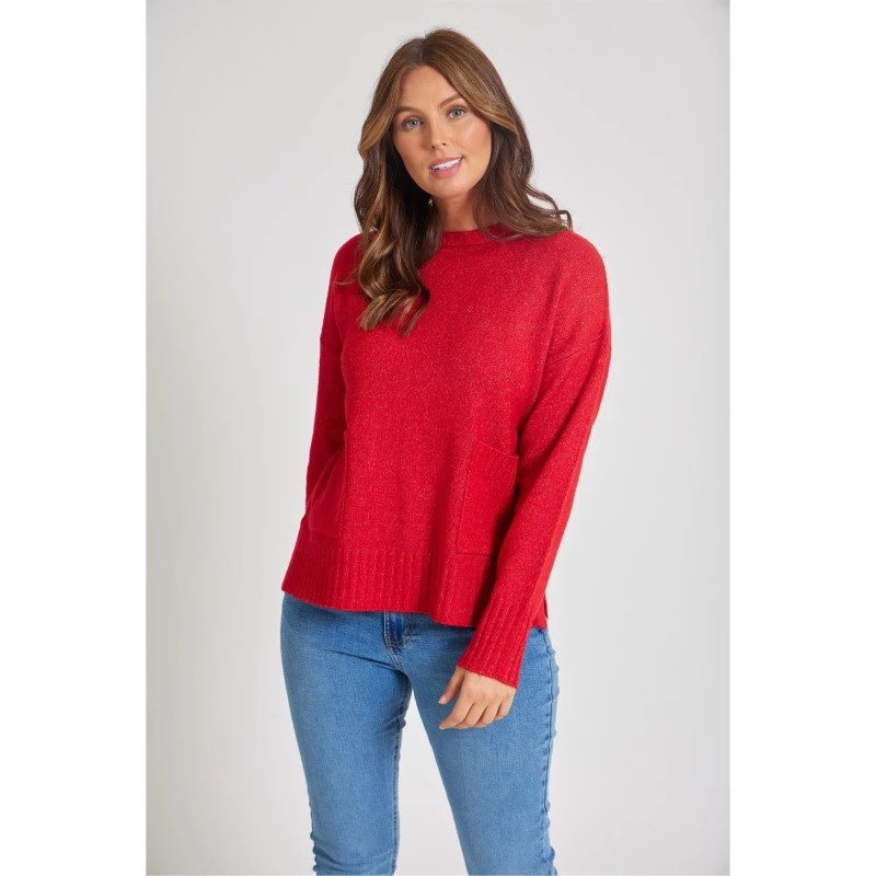 Image of Be You Pocket Crew Neck Jumper - Red Red 8 - 10