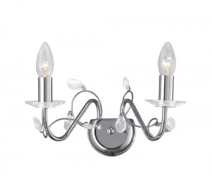Image of Wall Lamp 2 Light Polished Chrome, Crystal (SHADE SOLD SEPARATELY)