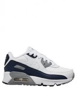 Image of Nike Air Max 90 Leather Childrens Trainers - White, Size 2