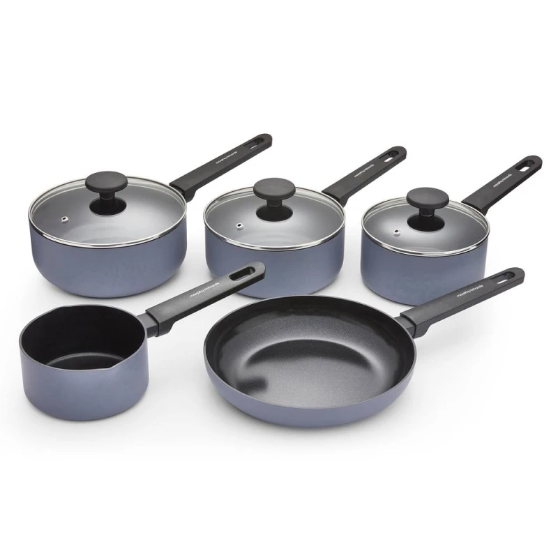 Image of Morphy Richards 5 Piece Recycled Aluminium Saucepan Set Grey ONE SIZE