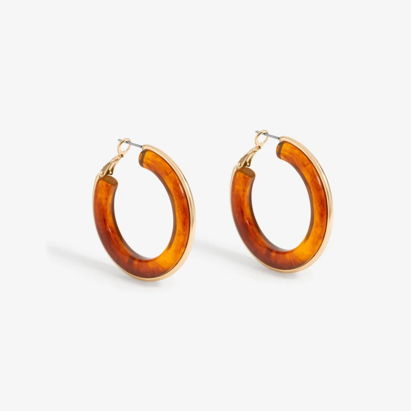 Image of Mood Gold Tort Resin And Polished Large Hoops Gold