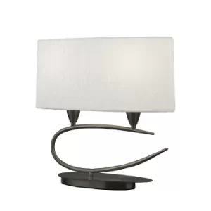 Image of Lua Table Lamp 2 Light E27, Satin Nickel with White Shade