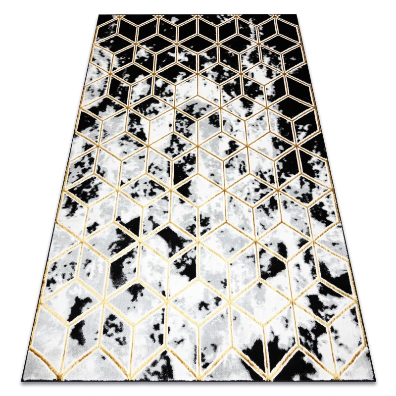 Image of RugsX Carpet Allure 1966 Cube 3D - Structural, Stylish, Glamour Black / Gold 140X190 Cm