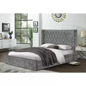 Image of Eniya Upholstered Beds - Crush Velvet, Single Size Frame, Grey - Grey